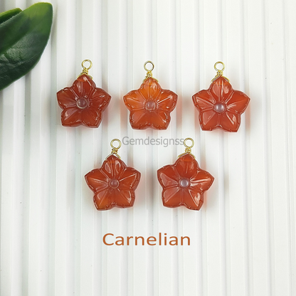 Unique Flower Shape Orange Carnelian Pendant