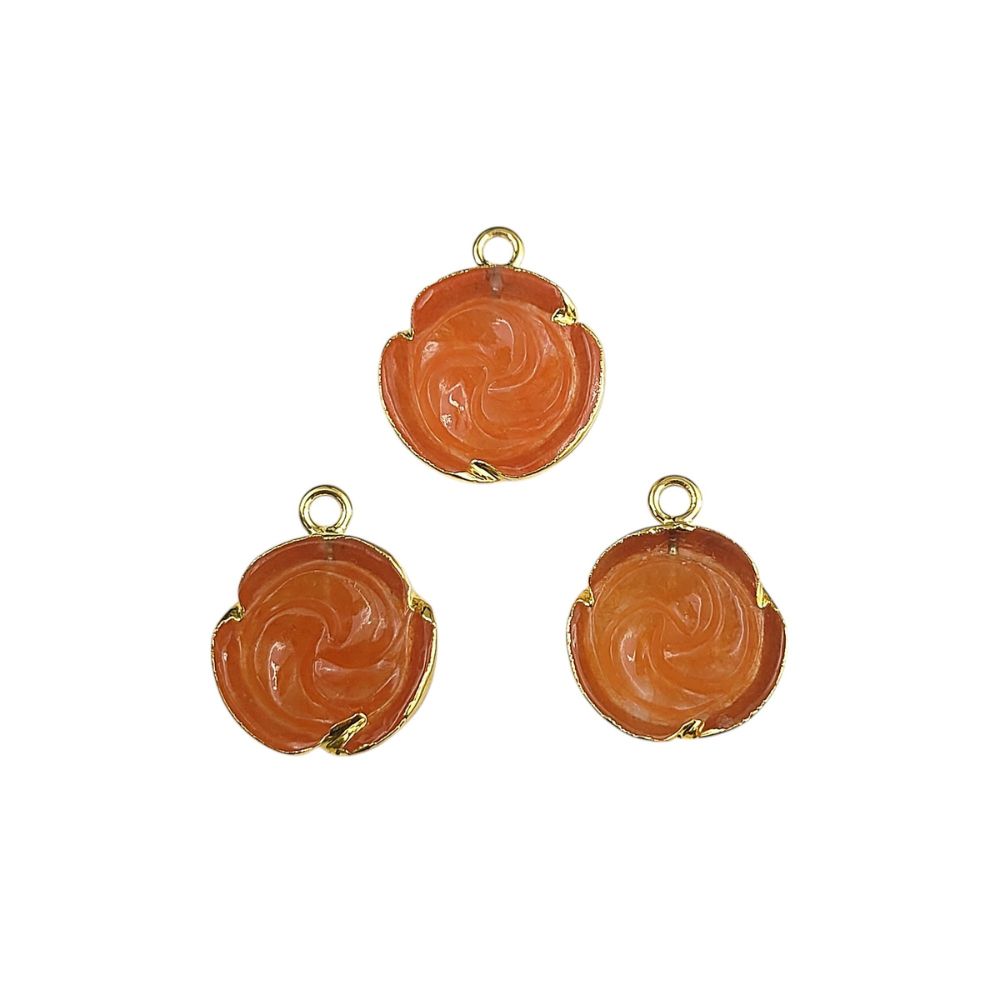 Gold-Plated Carnelian Rose Charm – Unique Gift