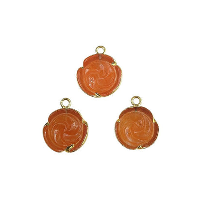 Gold-Plated Carnelian Rose Charm – Unique Gift