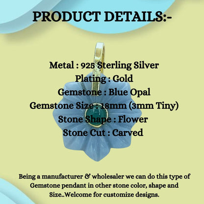 Handmade Blue Opal Crystal Necklace Charm for Women