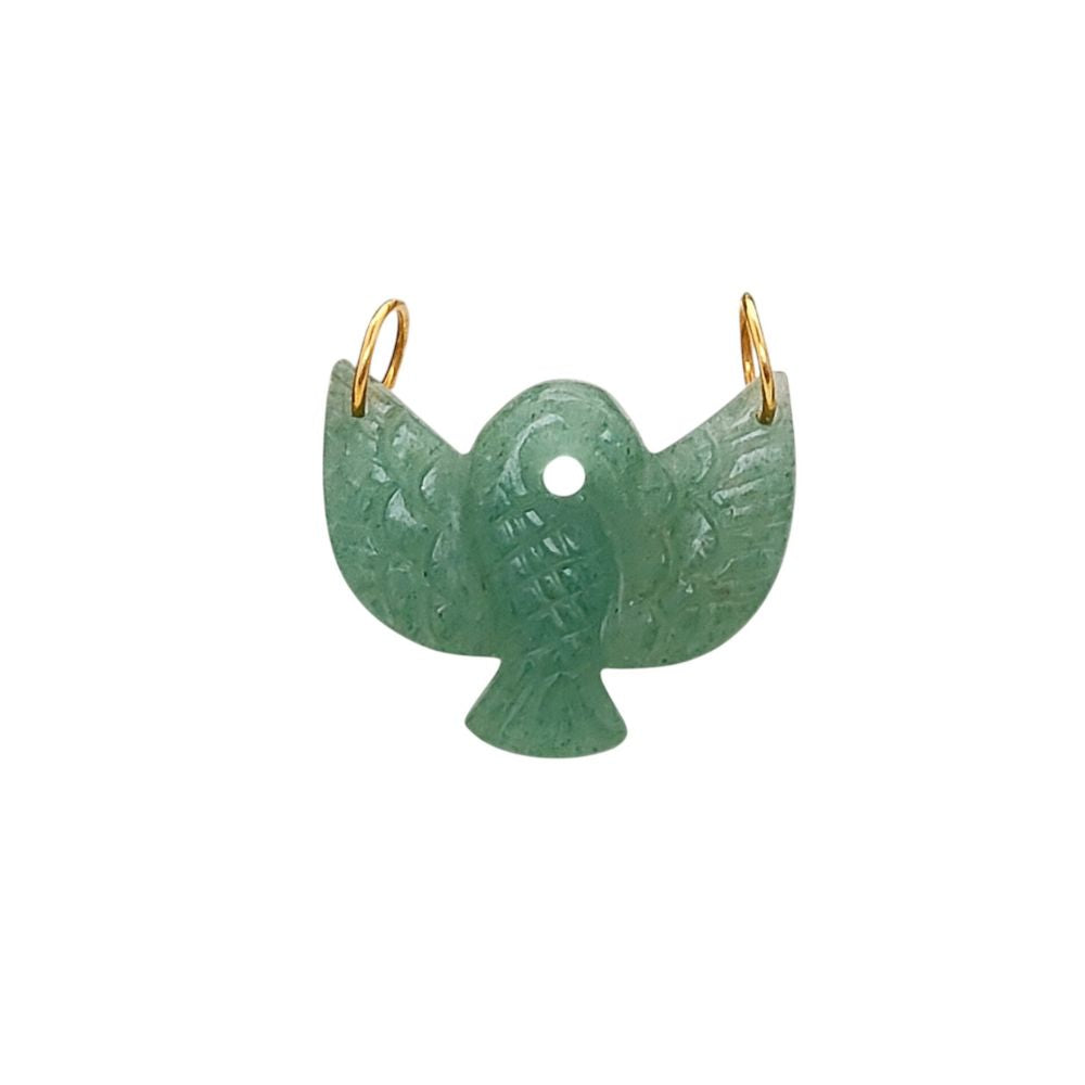 Natural Gemstone Eagle Pendant Green Strawberry Quartz Bird Charm 925 Sterling Silver Connector for DIY Designs