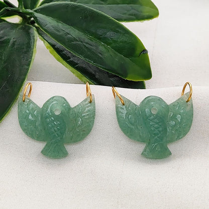Natural Gemstone Eagle Pendant Green Strawberry Quartz Bird Charm 925 Sterling Silver Connector for DIY Designs