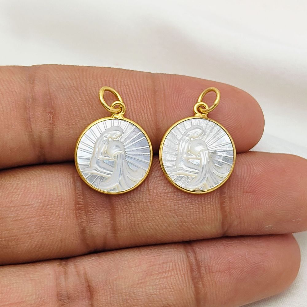 Celestial Aquarius Charm Necklace with Pearl Accent