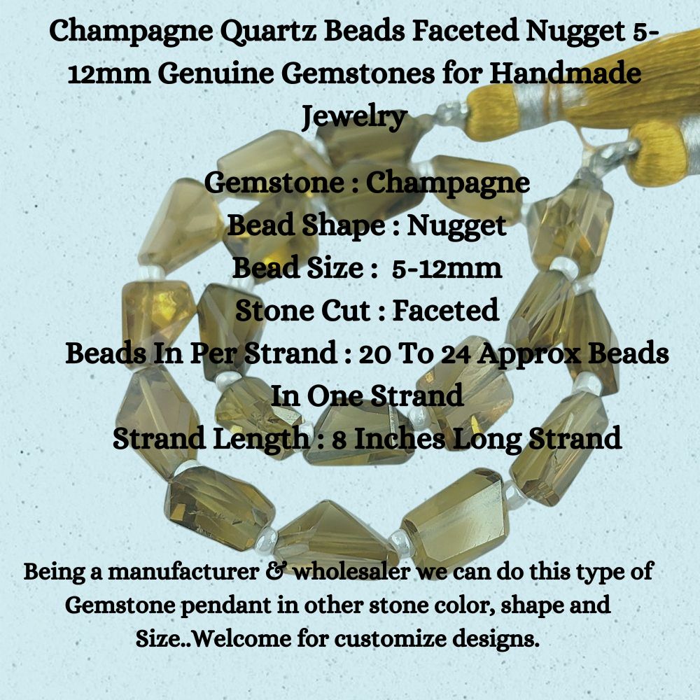 Champagne Quartz Beads Faceted Nugget 5-12mm Genuine Gemstones for Handmade Jewelry