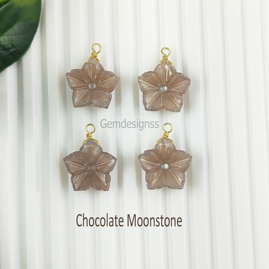 Hand-Carved Chocolate Moonstone Pendant