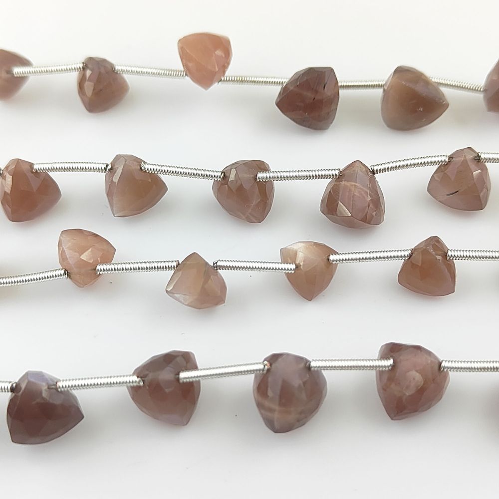 Chocolate Moonstone Faceted Beads Trillion Cut Gemstones
