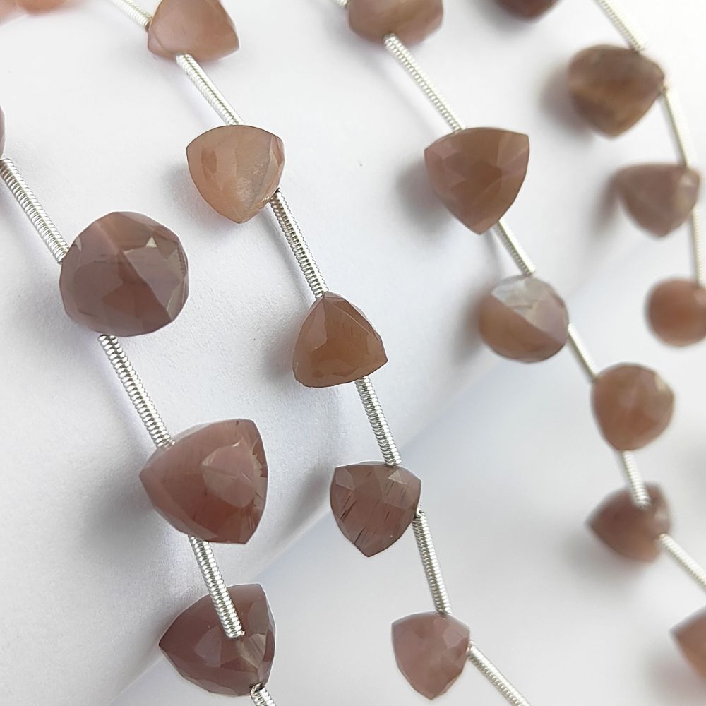 AAA Chocolate Moonstone Faceted Beads – Trillion Cut for DIY Jewelry