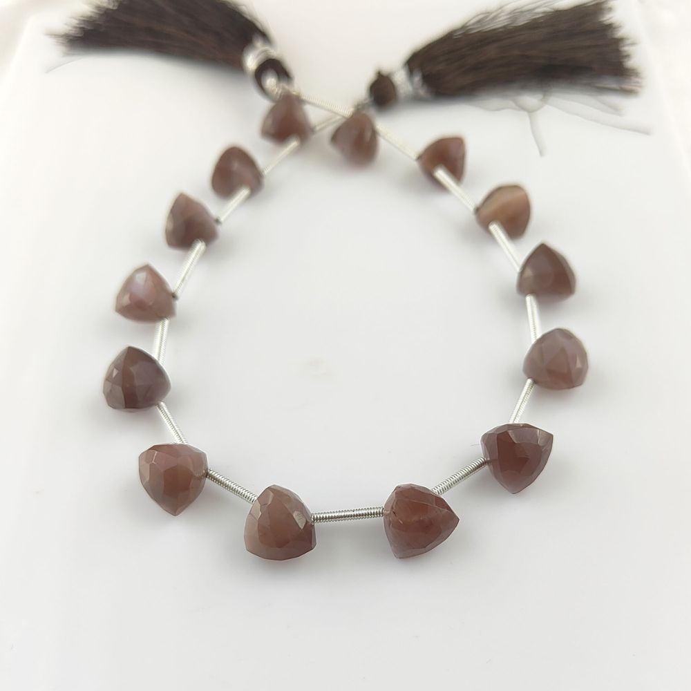 Trillion Cut Chocolate Moonstone Beads – Natural Faceted Gemstones