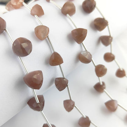 Chocolate Moonstone Faceted Beads Trillion Cut Gemstones