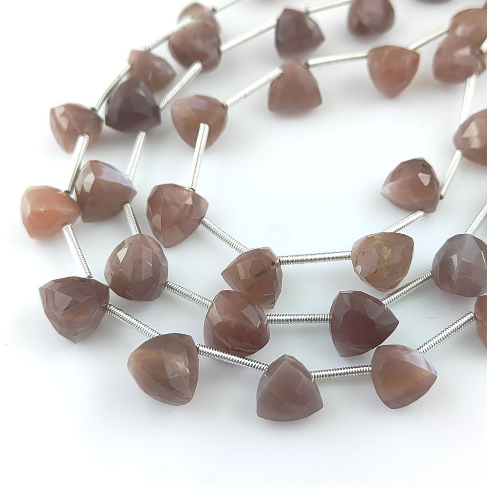 Chocolate Moonstone Faceted Beads Trillion Cut Gemstones