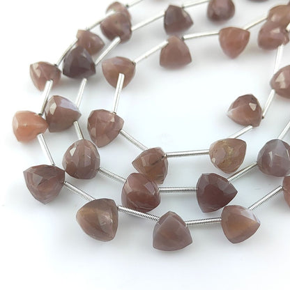Chocolate Moonstone Faceted Beads Trillion Cut Gemstones