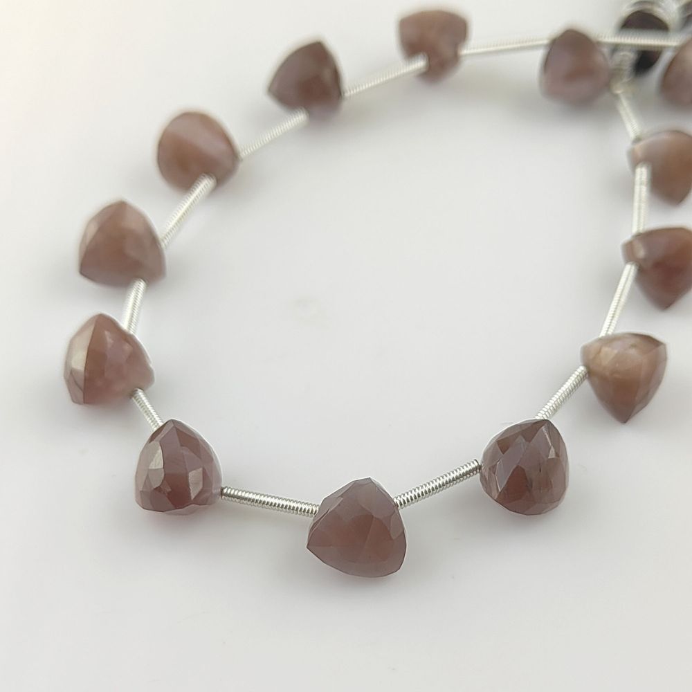 Chocolate Moonstone Trillion Cut Gemstone Beads – Smooth & Polished