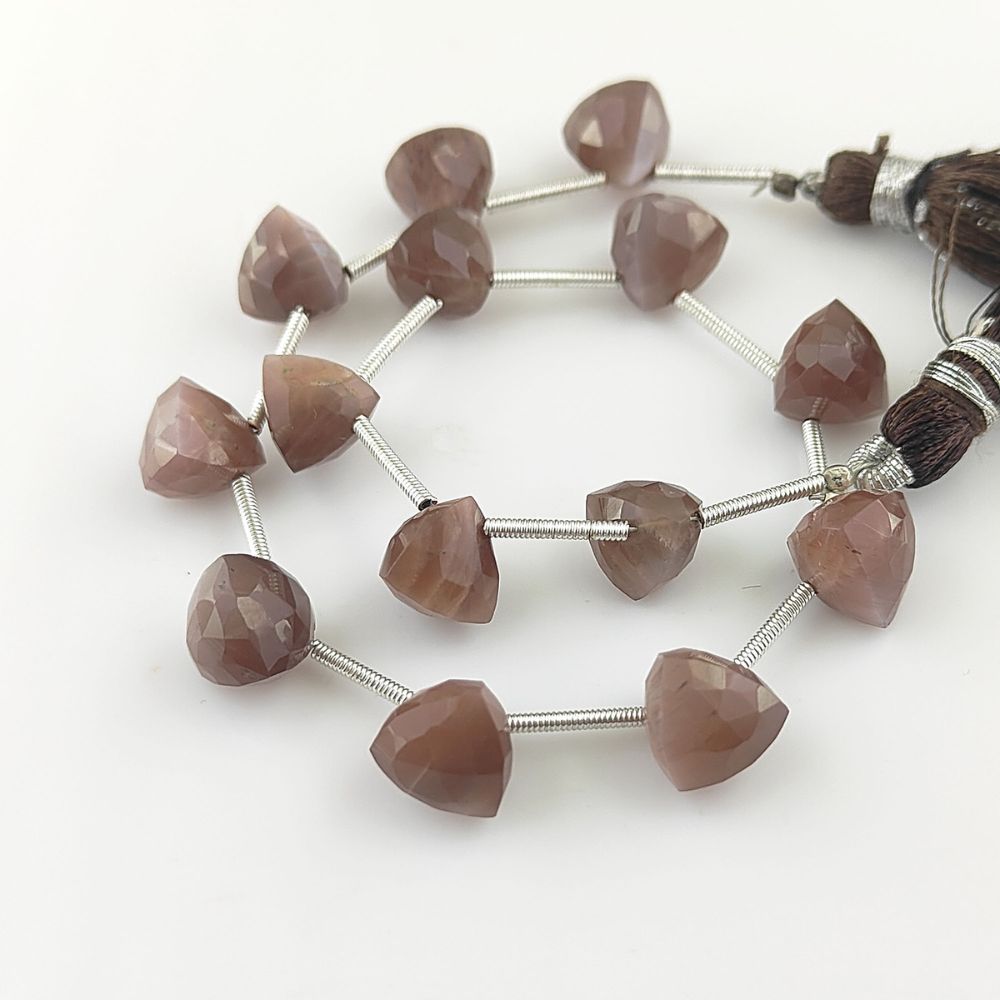 Genuine Chocolate Moonstone Beads – Trillion Cut Faceted Loose Stones