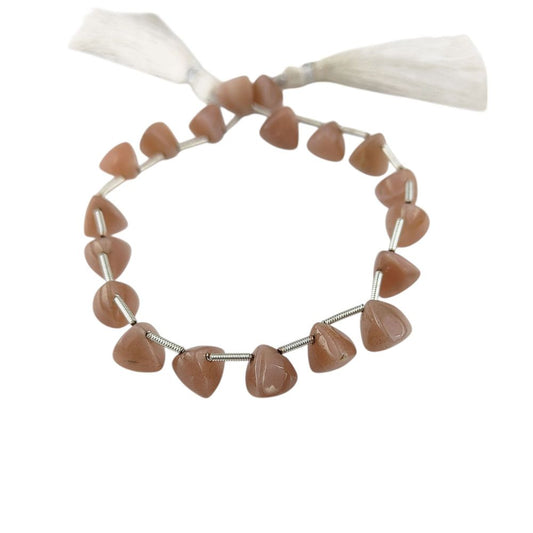 Chocolate moonstone trillion briolette cut smooth gemstone beads