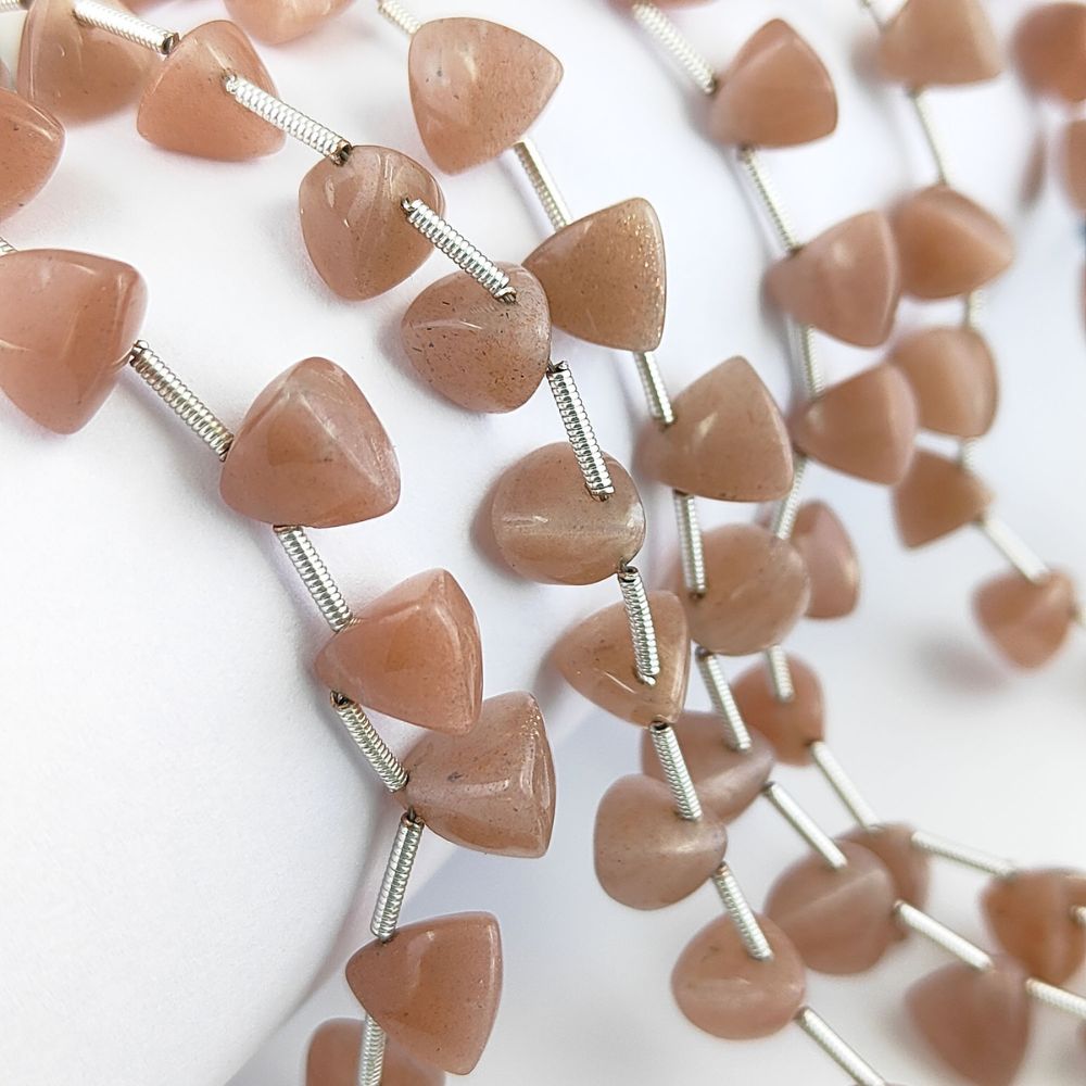 Chocolate Moonstone Trillion Briolette Cut Smooth Gemstone Beads for Crafting