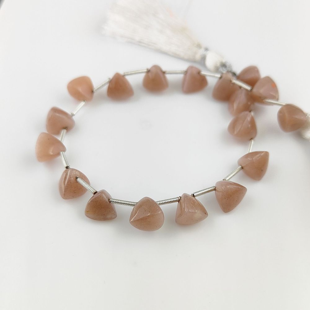 Smooth brown moonstone beads in trillion shape for crafting