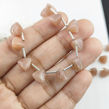 Chocolate Moonstone Trillion Briolette Cut Smooth Gemstone Beads for Crafting