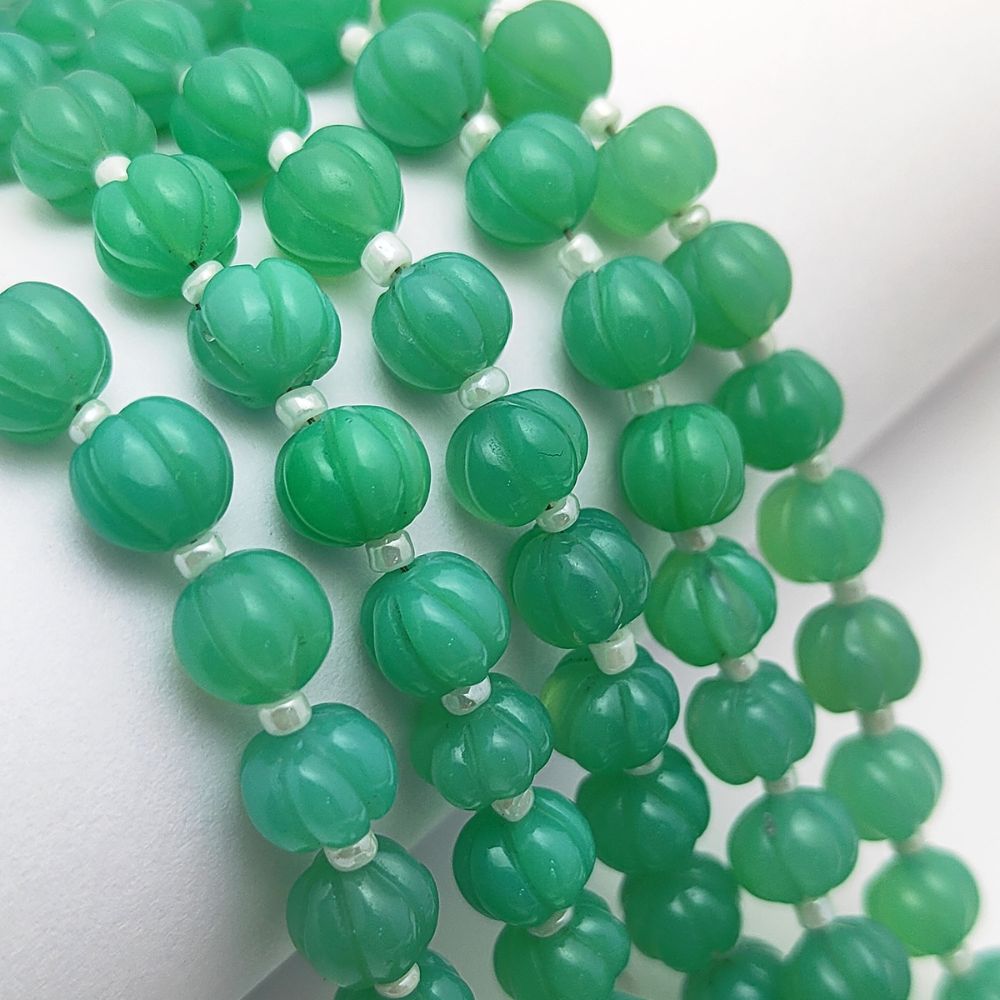 Chrysoprase Pumpkin Beads – Natural Chalcedony Gemstones for Sophisticated Jewelry