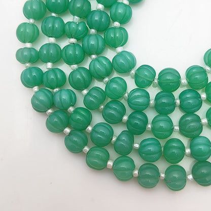 Pumpkin Style Chrysoprase Beads – Natural Chalcedony Gemstones for Elegant Crafting