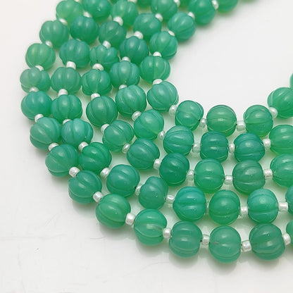 Chrysoprase Pumpkin Beads – Hand-Carved Chalcedony Gemstones for Jewelry Making