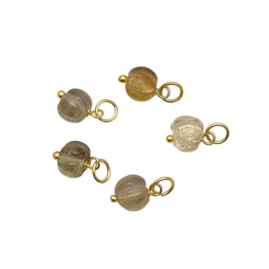 Citrine Crystal Pumpkin Pendant Carved Gemstone Bead for Autumn Jewelry Making- Selling Per Piece