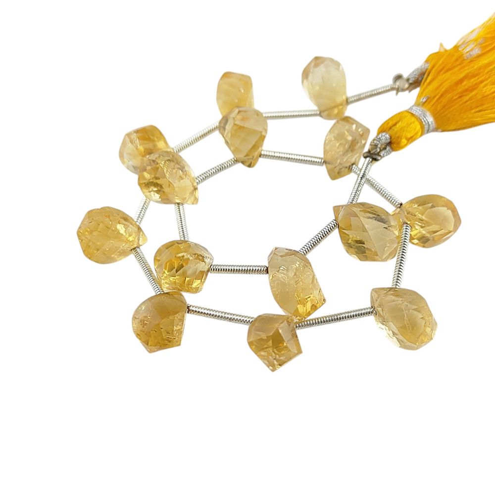 Natural Citrine Twisted Briolette Beads – Faceted Gemstones for Jewelry Making