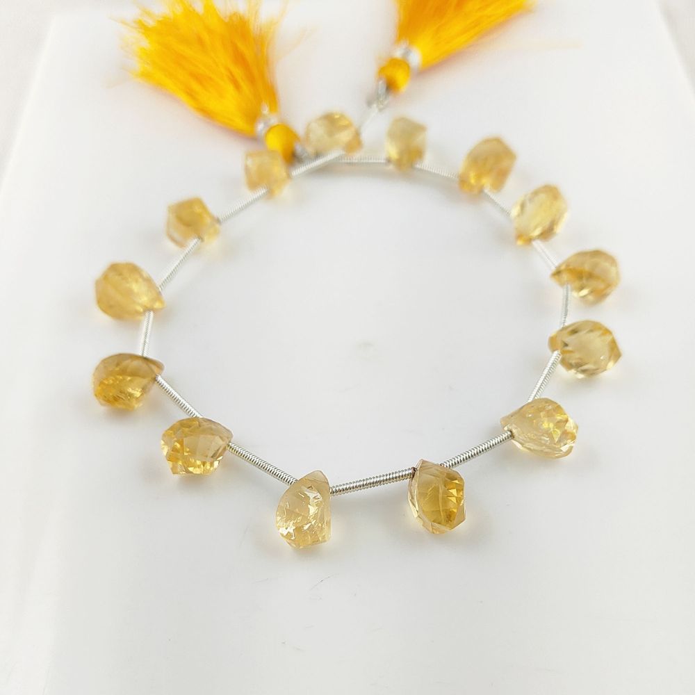 Genuine Citrine Twisted Briolette Beads – High-Quality Faceted Gemstones