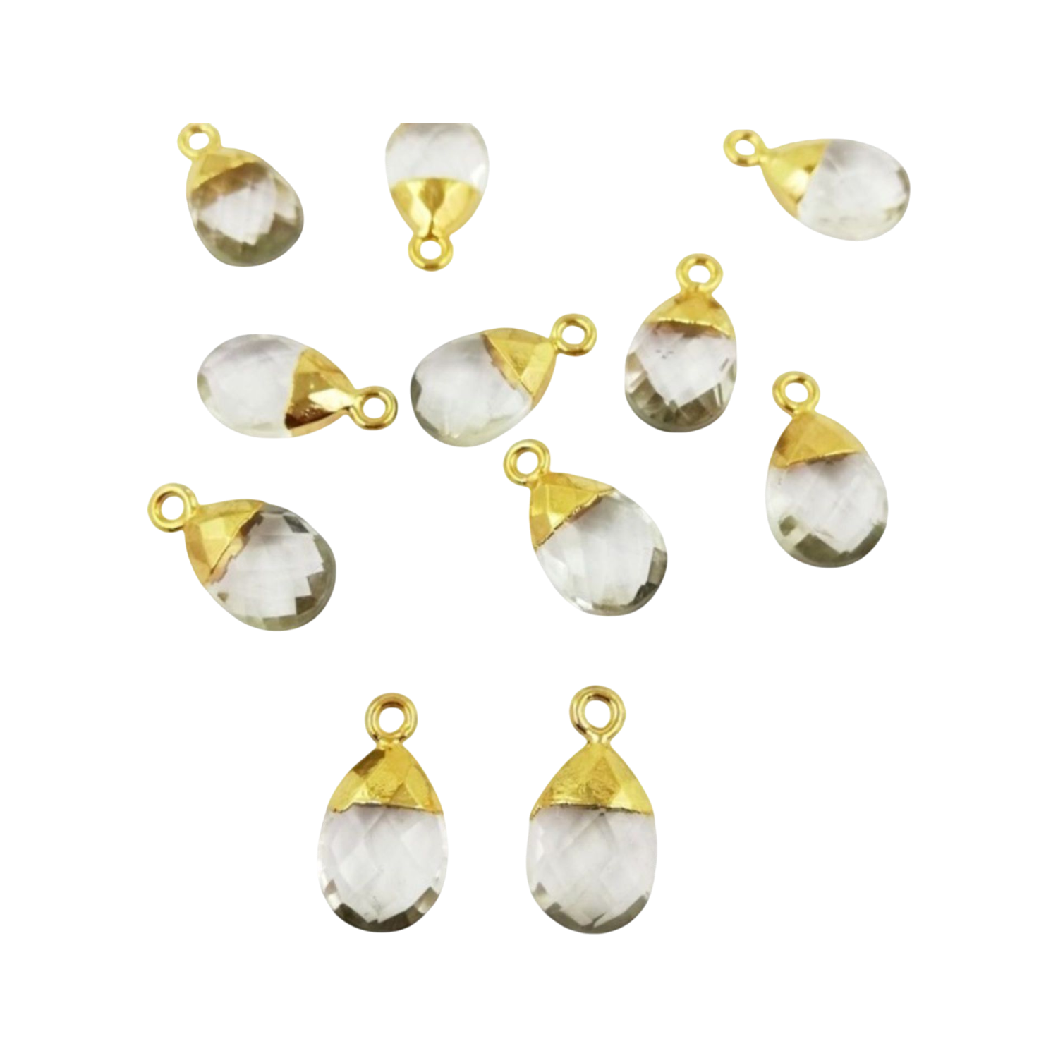 Handmade 13x9mm Clear Quartz Teardrop Pendant Pear Cut Natural Stone Charm