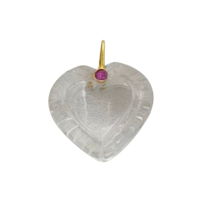 Clear Quartz Heart Carved Pendant in 925 Sterling Silver April Birthstone Gemstone Charm for Jewelry Making- Selling Per Piece