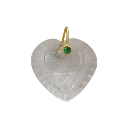 Clear Quartz Heart Carved Pendant in 925 Sterling Silver April Birthstone Gemstone Charm for Jewelry Making- Selling Per Piece