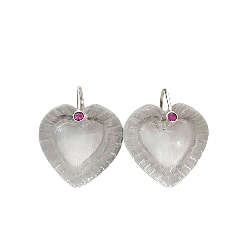 Clear Quartz Heart Pendant in 925 Silver, Handcrafted Carved Charm for Jewelry Making