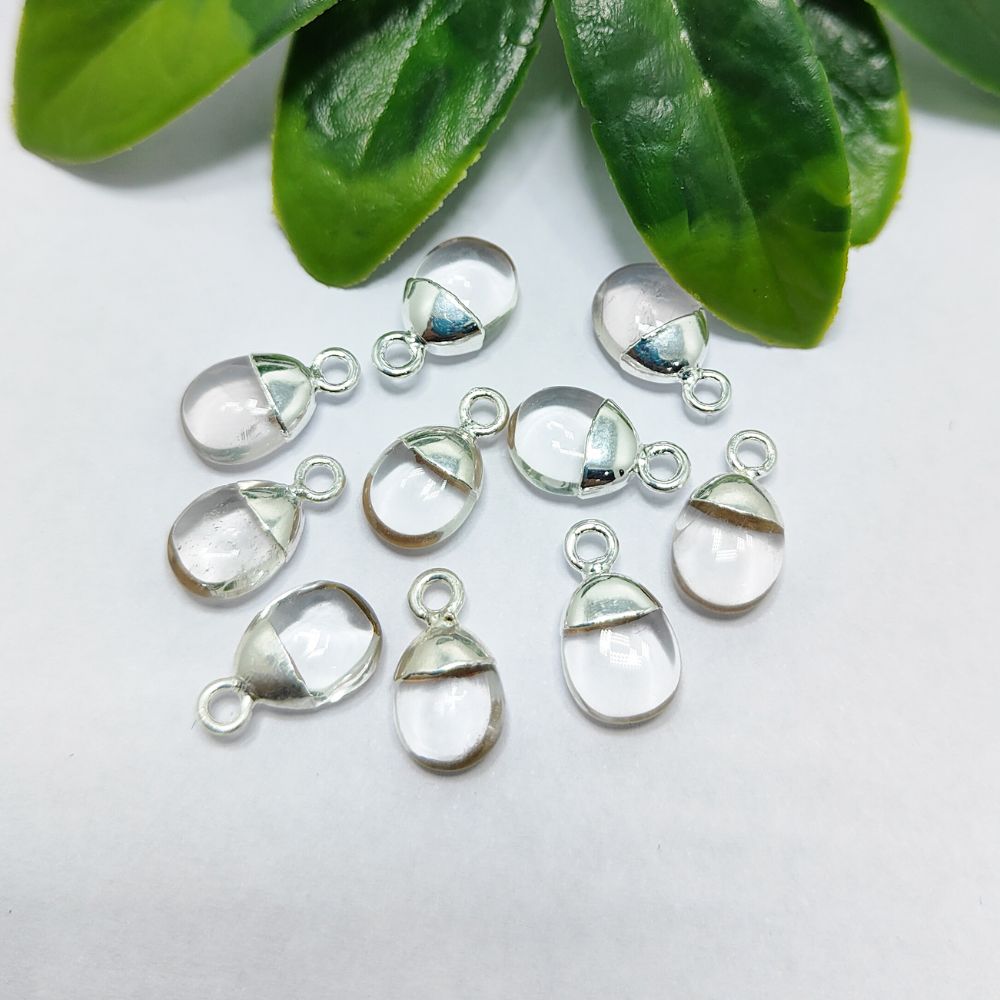 Clear Quartz Pendant Spike 8–10mm Crystal Charm with Gold/Silver Electroplated Cap for Jewellery DIY Necklace Bracelet