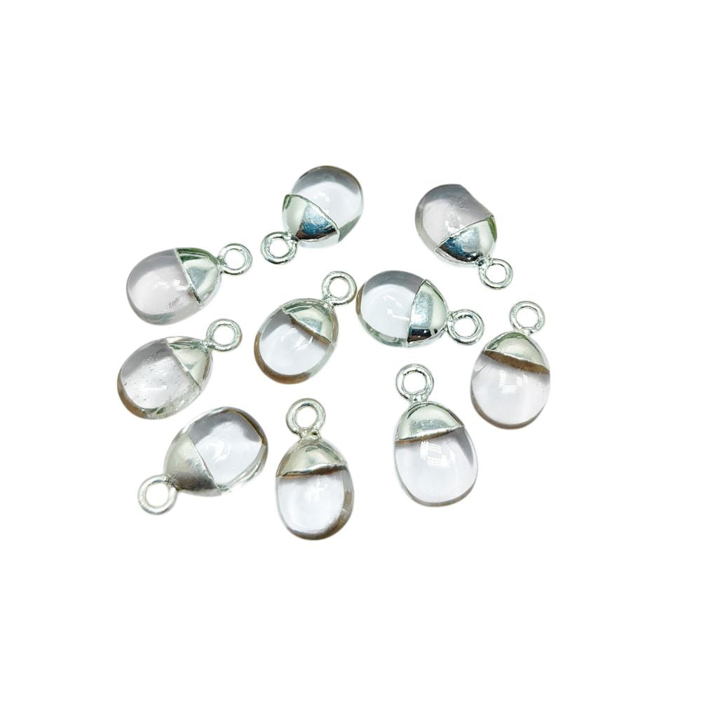Clear Quartz Pendant Spike 8–10mm Crystal Charm with Gold/Silver Electroplated Cap for Jewellery DIY Necklace Bracelet