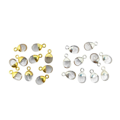 Clear Quartz Pendant Spike 8–10mm Crystal Charm with Gold/Silver Electroplated Cap for Jewellery DIY Necklace Bracelet