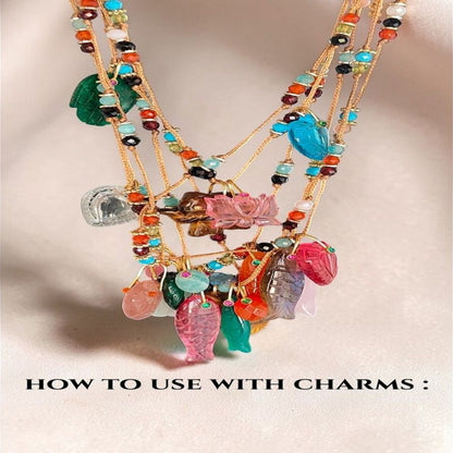 Colourful Round Multi Gemstone Necklace Handmade Hand Knotted Daisy Flower Spacer Beads Adjustable Summer Jewellery