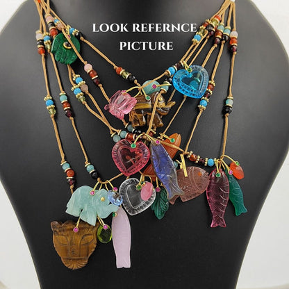 Colourful Round Multi Gemstone Necklace Handmade Hand Knotted Daisy Flower Spacer Beads Adjustable Summer Jewellery