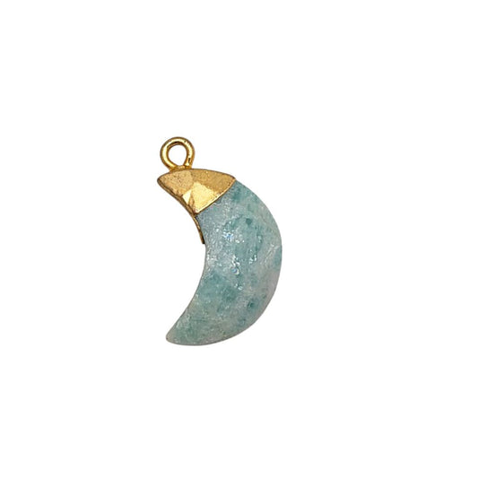Gold Cap Crescent Amazonite Pendant – Unique Gemstone Charm for Boho Jewelry Creations