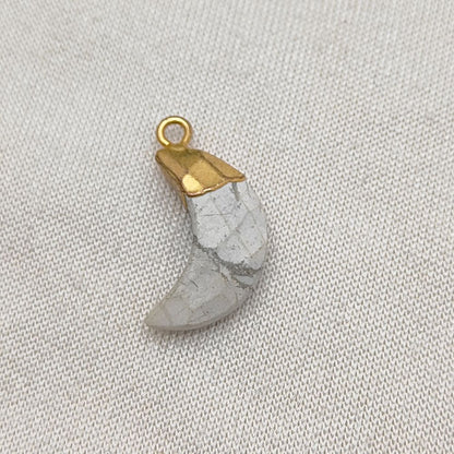 Crescent Howlite Pendant Gold/Silver Cap Gemstone Charm for DIY Earrings & Bracelets Making Supplies