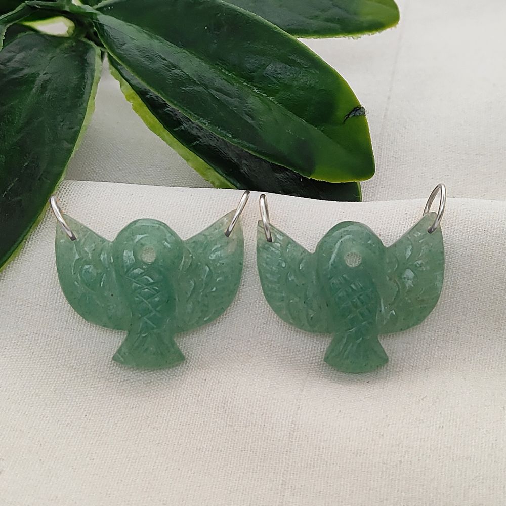 Natural Gemstone Eagle Pendant Green Strawberry Quartz Bird Charm 925 Sterling Silver Connector for DIY Designs