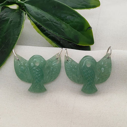 Natural Gemstone Eagle Pendant Green Strawberry Quartz Bird Charm 925 Sterling Silver Connector for DIY Designs