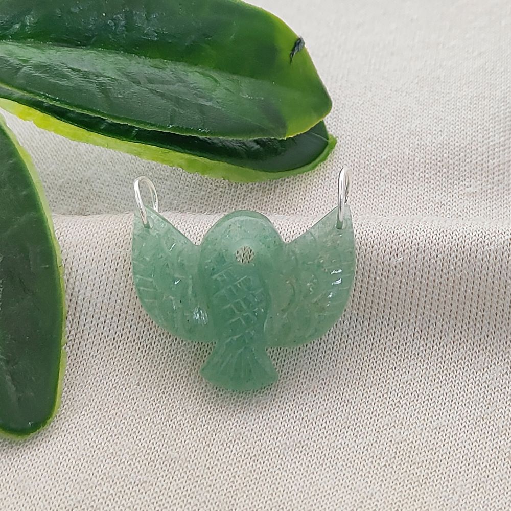 Natural Gemstone Eagle Pendant Green Strawberry Quartz Bird Charm 925 Sterling Silver Connector for DIY Designs
