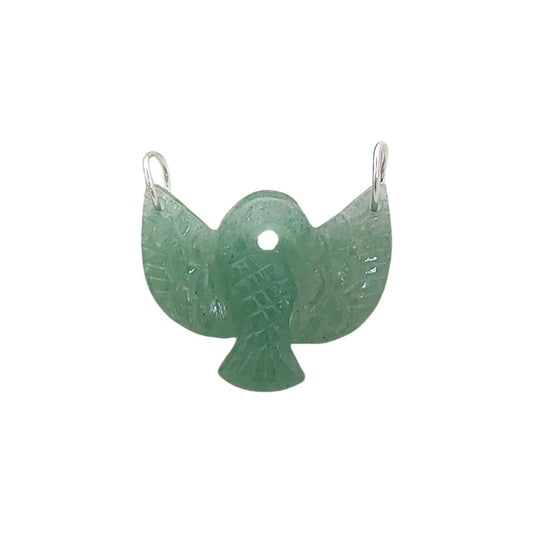 Natural Gemstone Eagle Pendant Green Strawberry Quartz Bird Charm 925 Sterling Silver Connector for DIY Designs