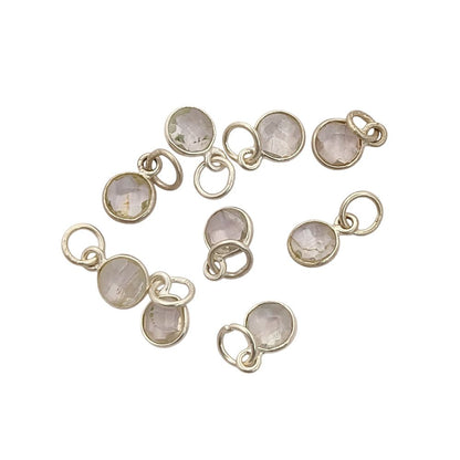 Crystal Quartz Necklace Charm Handmade 6mm Faceted Gemstone Bezel Pendant in Gold Vermeil & 925 Sterling Silver- Selling Per Piece