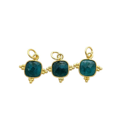 8mm Cushion Cut Emerald Pendant - Gold Plated Sterling Silver Gemstone Necklace Charm