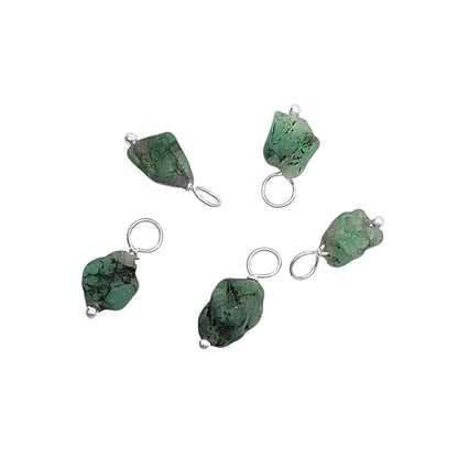 DIY Jewelry Emerald Pendant 7–10mm Natural May Birthstone Crystal Solid 925 Sterling Silver Handmade Charm