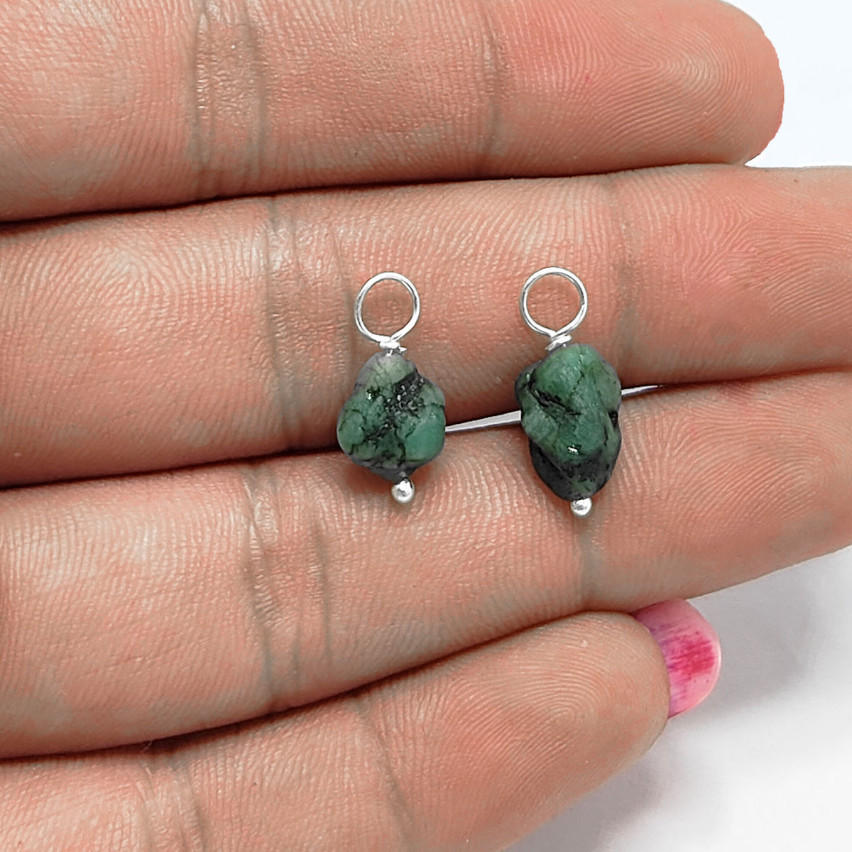 DIY Jewelry Emerald Pendant 7–10mm Natural May Birthstone Crystal Solid 925 Sterling Silver Handmade Charm
