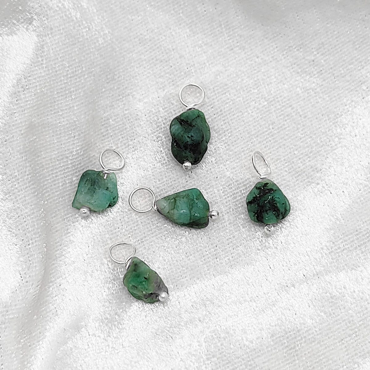 DIY Jewelry Emerald Pendant 7–10mm Natural May Birthstone Crystal Solid 925 Sterling Silver Handmade Charm