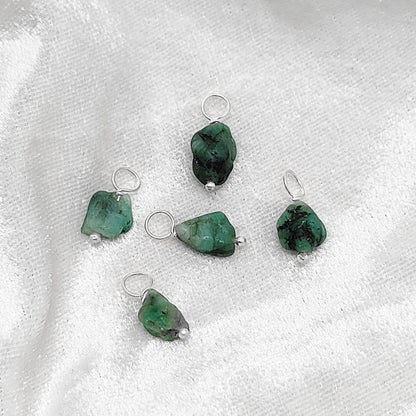 DIY Jewelry Emerald Pendant 7–10mm Natural May Birthstone Crystal Solid 925 Sterling Silver Handmade Charm