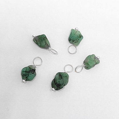 DIY Jewelry Emerald Pendant 7–10mm Natural May Birthstone Crystal Solid 925 Sterling Silver Handmade Charm