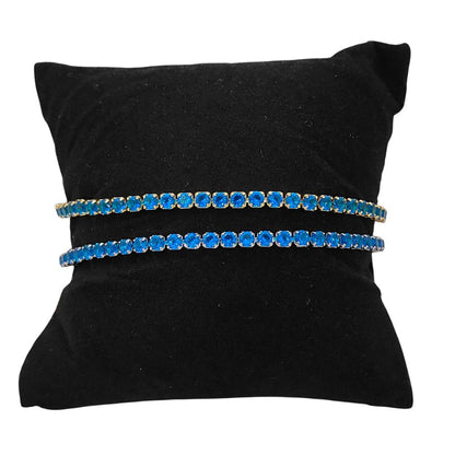 Dainty Blue Cubic Zirconia Tennis Bracelet 18K Gold Plated Prong Set Adjustable Elegant Women Jewelry – Selling Per Piece